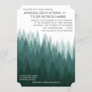 Rustic Evergreen Pine Tree Wedding Invitations