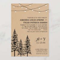 Rustic Evergreen Pine Tree Wedding Invitations