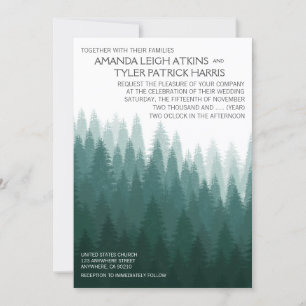 Rustic Evergreen Pine Tree Wedding Invitations