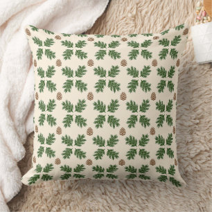 Rustic Evergreen & Pinecone Botanical Christmas Cushion