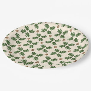 Rustic Evergreen & Pinecone Christmas Paper Plates