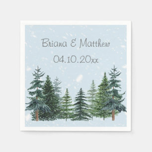 Rustic Evergreen Winter Pine Trees Napkin