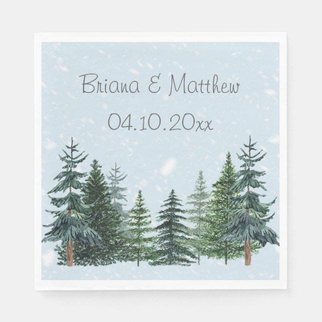 Rustic Evergreen Winter Pine Trees Napkin (Front)