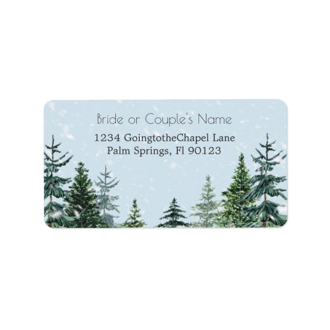 Rustic Evergreen Winter Pine Trees RSVP Address Label (Front)