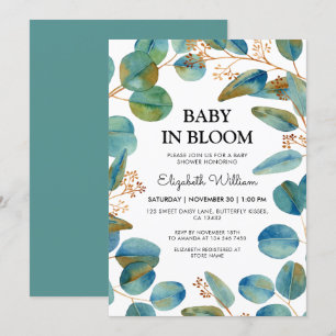 Rustic Eycalyptus Baby In Bloom Baby Shower Invitation