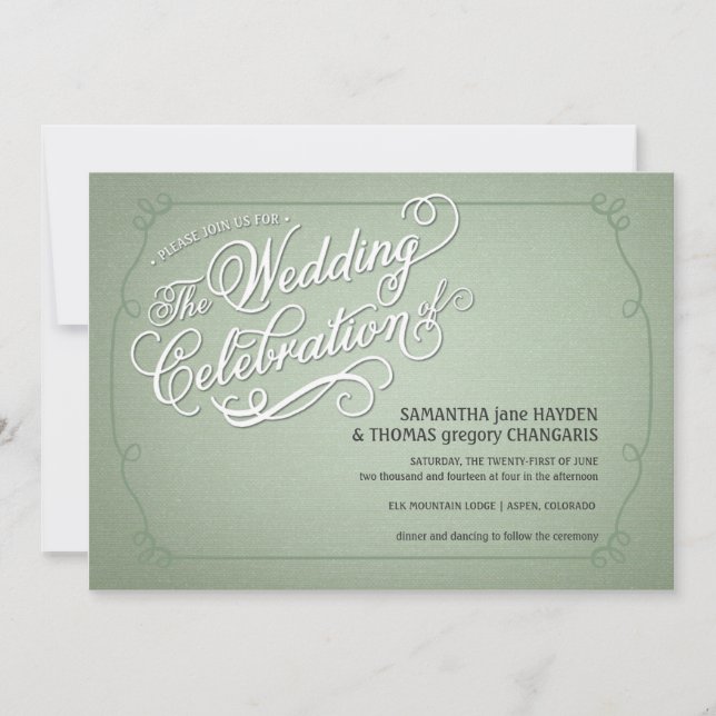 Rustic Fade Green Wedding Invitation (Front)