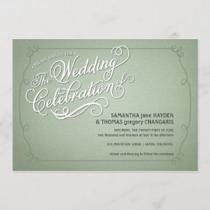 Rustic Fade Green Wedding Invitation