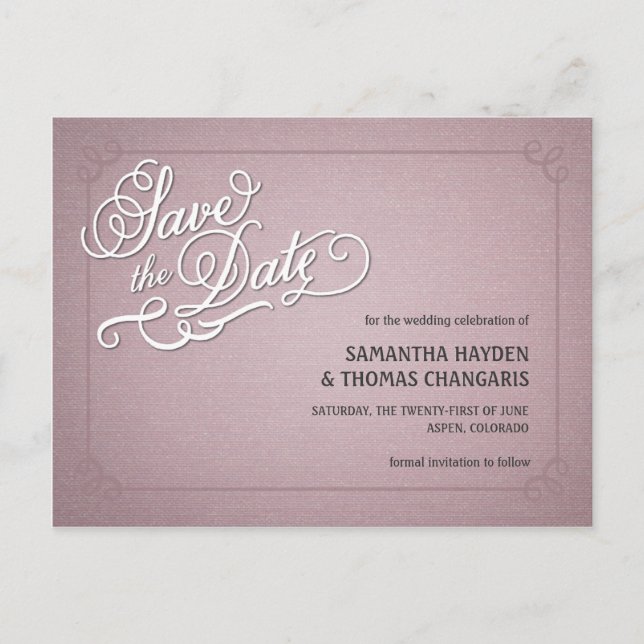 Rustic Fade Pink Save the Date Announcement Postcard (Front)