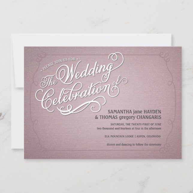 Rustic Fade Pink Wedding Invitation (Front)