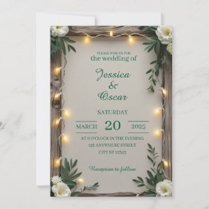 Rustic Fairy Light Wedding Invitation