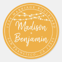 Rustic Fairy Lights Mellow Yellow Return Address