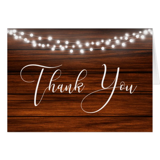 Rustic Fairy Lights Thank You Card (Front Horizontal)