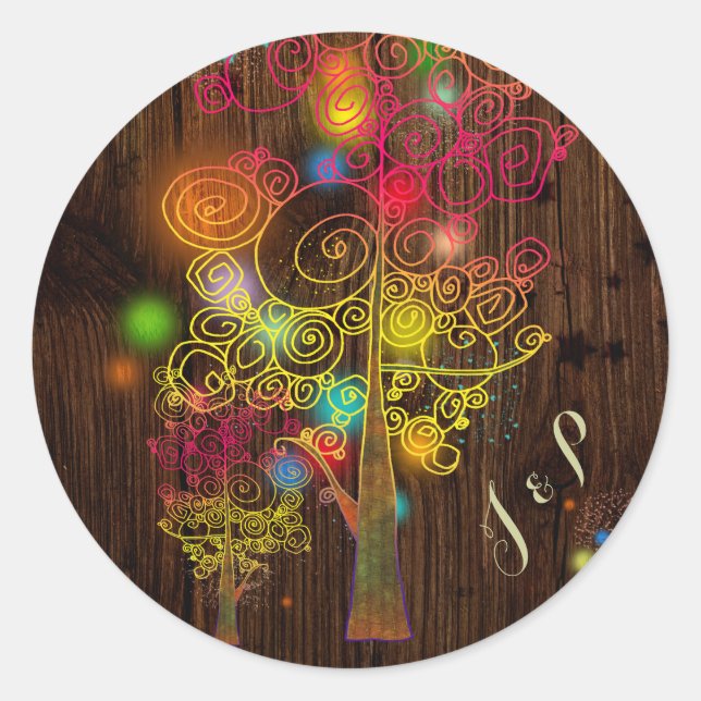 Rustic Fairy Tale Wedding Favour Classic Round Sticker (Front)