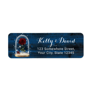 Rustic Fairytale Beauty Beast Navy Address Label