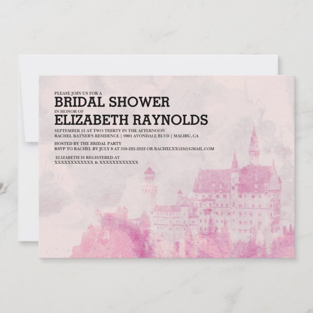 Rustic Fairytale Castle Bridal Shower Invitations (Front)