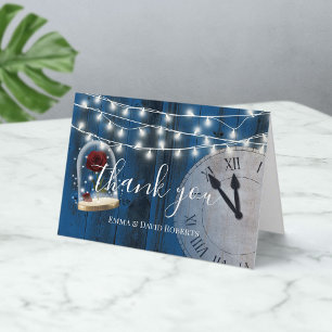 Rustic Fairytale Wedding Navy Barn Wood Thank You Card