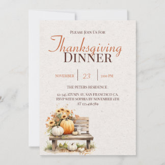Rustic Fall Autumn Boho Thanksgiving Invitation