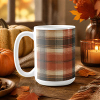 Rustic Fall Autumn Classic Plaid Rust Cream Black