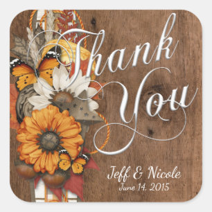 Rustic Fall Autumn Country Barn Wedding Square Sticker