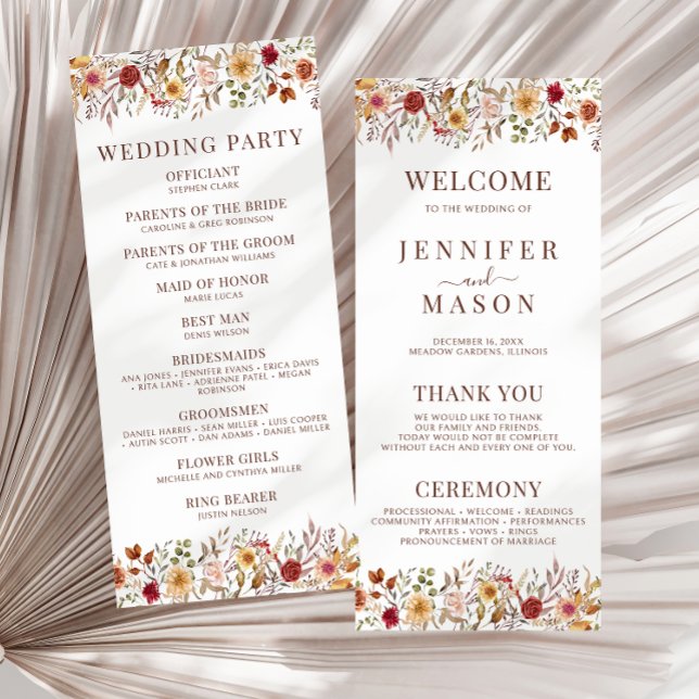 Rustic Fall Autumn Dried Flowers Wedding Programs (Creator Uploaded)