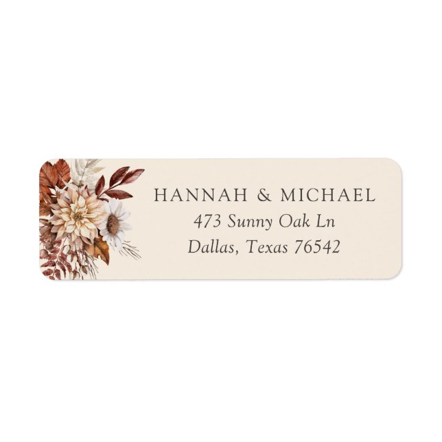 Rustic Fall Autumn Floral Foliage Return Address (Front)