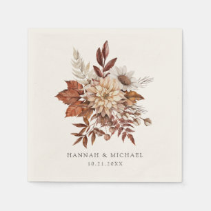 Rustic Fall Autumn Floral Foliage Wedding Napkin