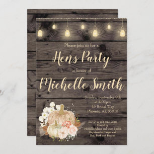 Rustic Fall Autumn Floral Hens Party Invitation