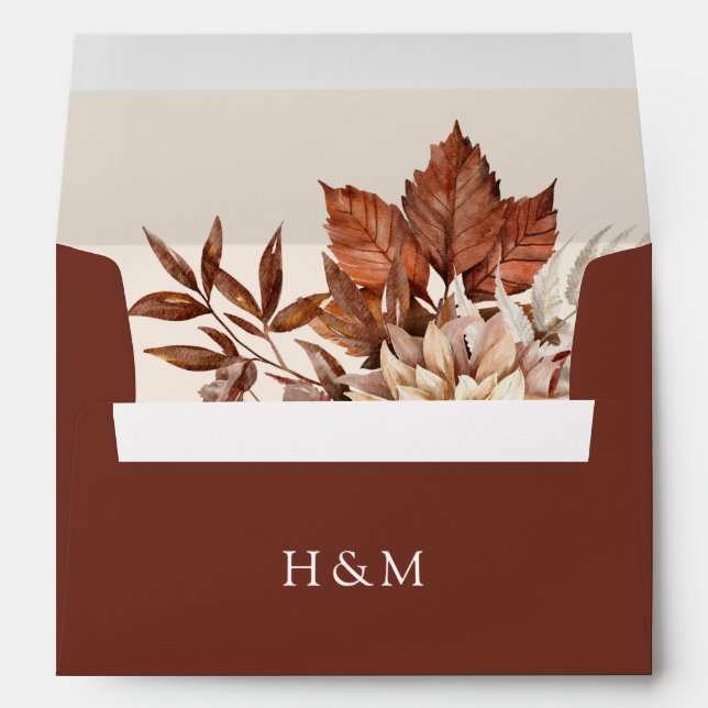 Rustic Fall Autumn Floral Wedding Invitation Envelope (Back (Bottom))