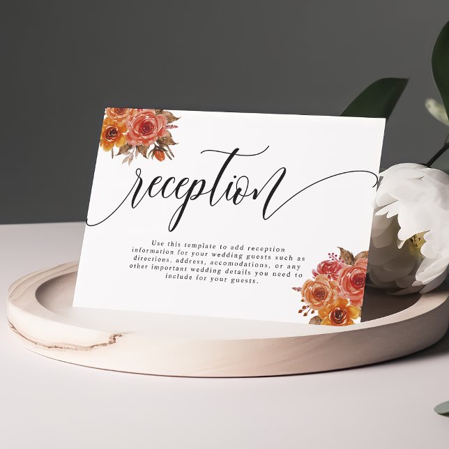 Rustic Fall Autumn Floral Wedding Reception Enclosure Card (Creator Uploaded)