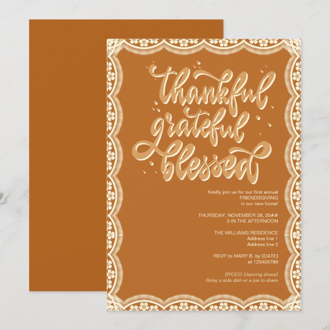 Rustic Fall Autumn Friendsgiving Terracotta Invitation (Front/Back)