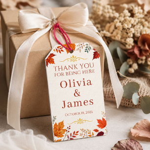 Rustic Fall Autumn Ivory & Orange Leaves Gift Tags
