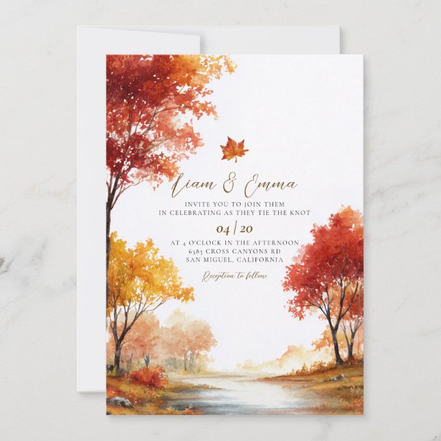 Rustic Fall Autumn Landscape Wedding Invitation (Front)