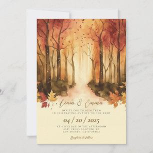 Rustic Fall Autumn Landscape Wedding Invitation