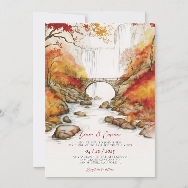 Rustic Fall Autumn Landscape Wedding Invitation (Front)