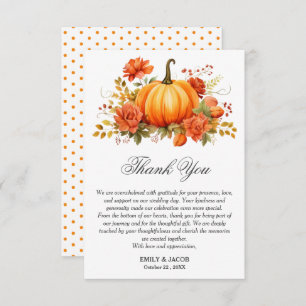 Rustic Fall Autumn Pumpkin Wedding Thank You Card