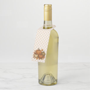 Rustic Fall/Autumn pumpkins & leaves Bottle Tag
