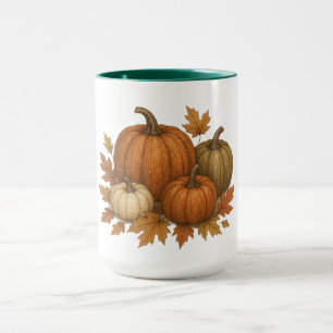 Rustic Fall/Autumn pumpkins & leaves Mug