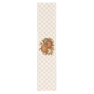 Rustic Fall/Autumn pumpkins & leaves Short Table Runner