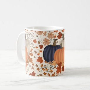 Rustic Fall Autumn Pumpkins Wildflowers Leaves Coffee Mug