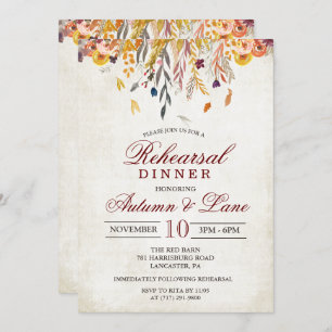 Rustic Fall Autumn Rehearsal Dinner Invitation