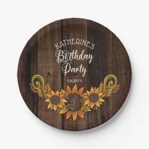 Rustic Fall   Autumn Sunflowers Birthday Party Paper Plate