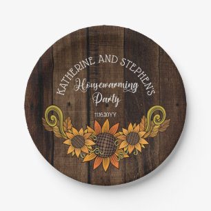 Rustic Fall   Autumn Sunflowers Housewarming Party Paper Plate