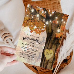 Rustic Fall Autumn Tree Backyard Baby Shower Invitation