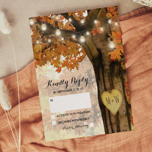 Rustic Fall Autumn Tree Twinkle Light Wedding RSVP