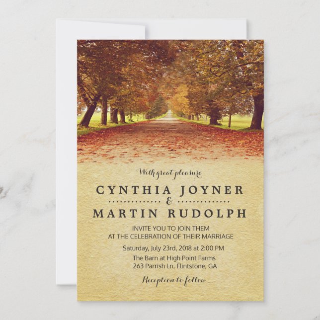 Rustic Fall Autumn Wedding Invitation (Front)