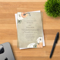 Rustic Fall Autumn White, Orange Pumpkins Wedding