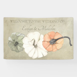 Rustic Fall Autumn White, Orange Pumpkins Wedding Banner