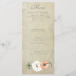 Rustic Fall Autumn White, Orange Pumpkins Wedding Menu