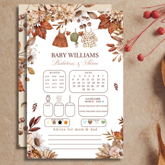 Rustic Fall Baby Predictions & Advice Shower Game  (Creator Uploaded)