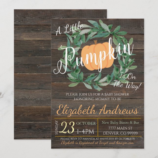 Rustic Fall Baby Shower Party Invitation (Front/Back)